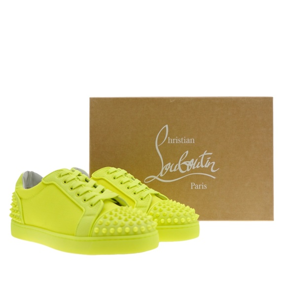 Christian Louboutin Sneakers Seavaste 2 Orlato Fluo Yellow Size 10 New - Picture 7 of 7